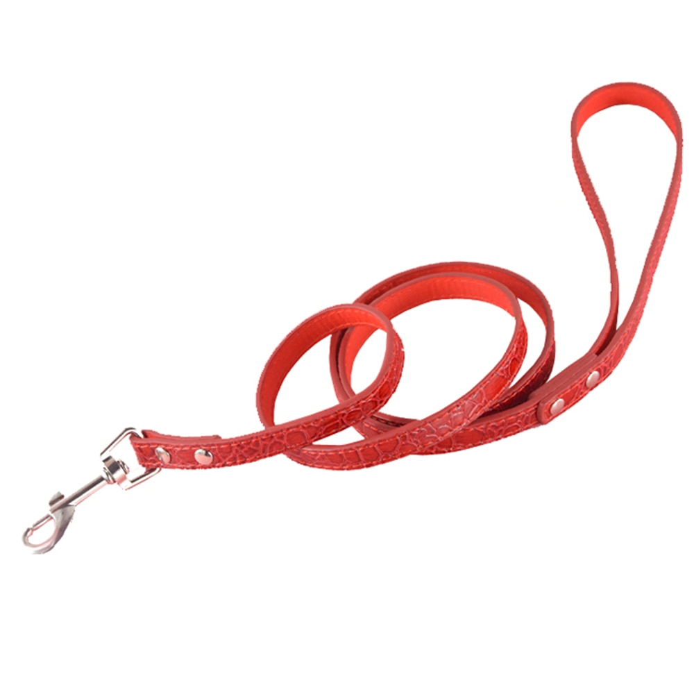 Correa de cuero suave con patrón de cocodrilo para perro, cadena de plomo para cachorro, novedad de