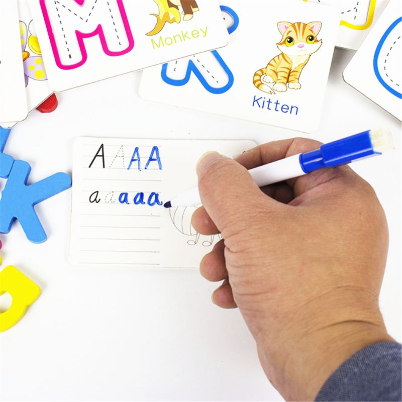 Baby Peuter Abc Letters Leren Kaarten Droog Veeg Schrijven Flash Kaarten Educatief Speelgoed Voor Kinderen Voorschoolse Kleuterschool