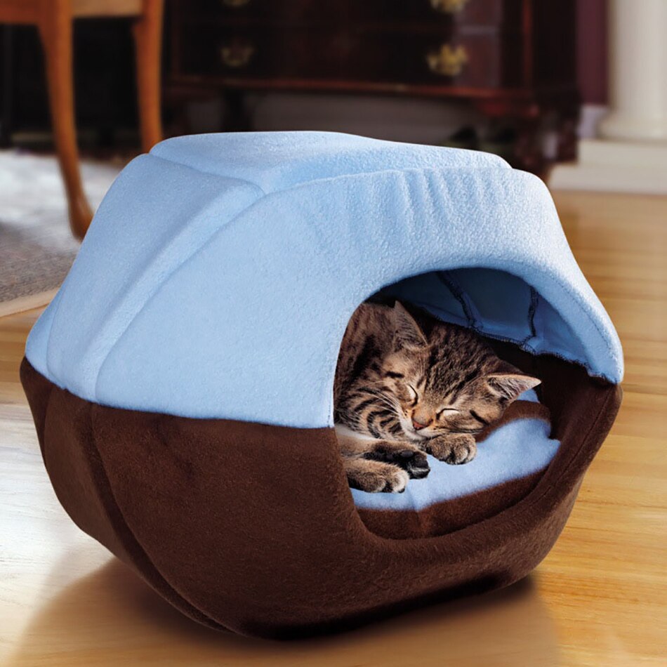 Kat Bed Huis Zachte Pluche Cozy Cave Bed Mand Voor Kleine Middelgrote Hond Kat Puppy Kussen Kennel Warm Sleep Huisdier bed Kat Nesk Hut