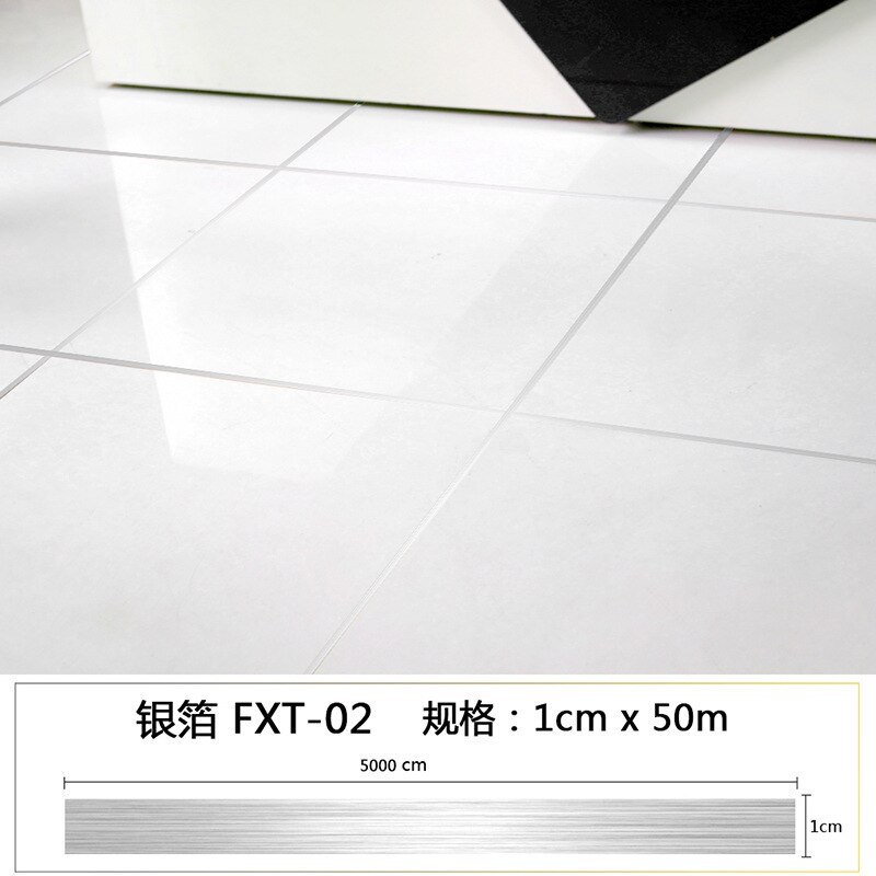 Living Room Floor Tiles Beautiful Seam Stickers Waterproof Floor Seam Stickers Decorative Stickers Diagonal Stickers Self-Adhesi: silver 10mm