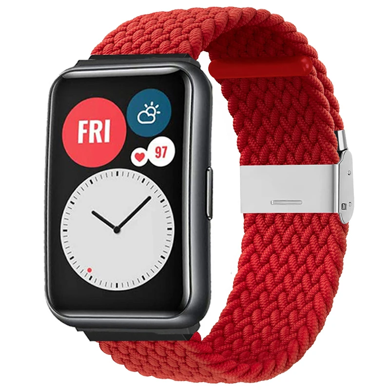 Rem til huawei watch fit 2- rem flettet nylonrem justerbar udskiftningsrem til huawei watch fit-remme