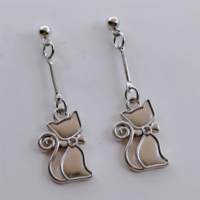 Leuke cartoon kat hanger oorbellen Leuke luie kat hangen handgemaakt Leuke kitten dieren hanger oorbellen Meisje cadeau
