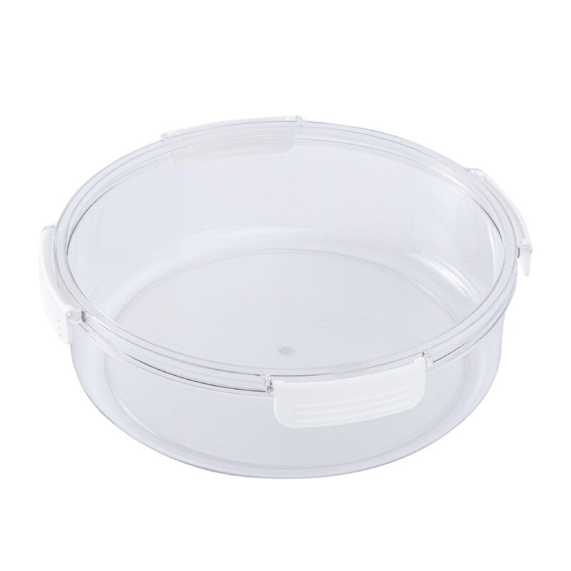 Plastic Airtight Food Containers with Transparent Lid Snack Box Fruit Tray with Compartments Kitchen Refrigerator Organizer: Round no Divider