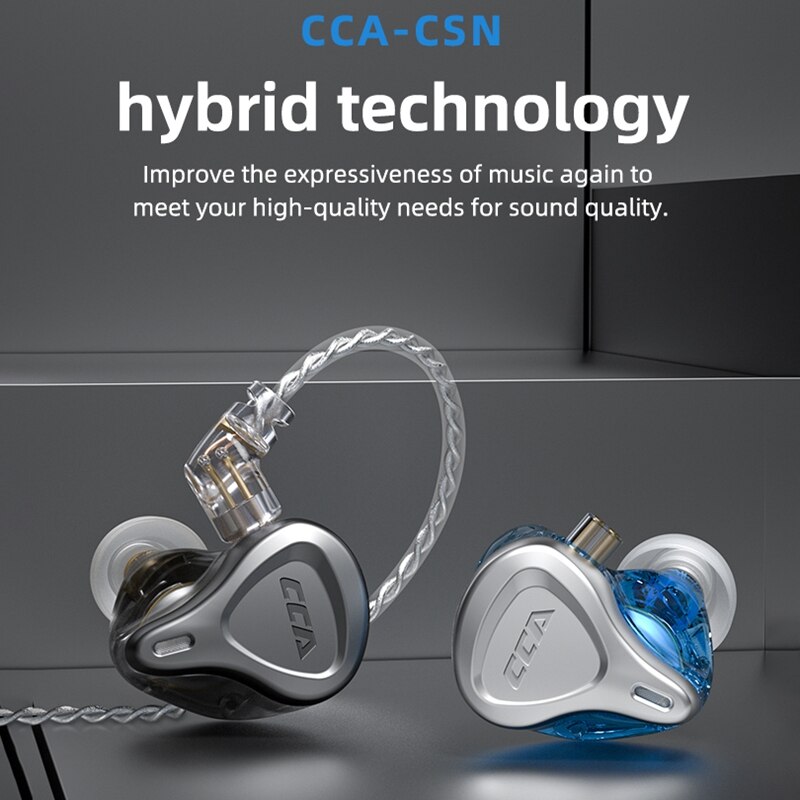 CCA CSN Wired In-Ear Headphones - HiFi Bass Monitor Earphones - Noise Reduction - for KZ ZSN PRO