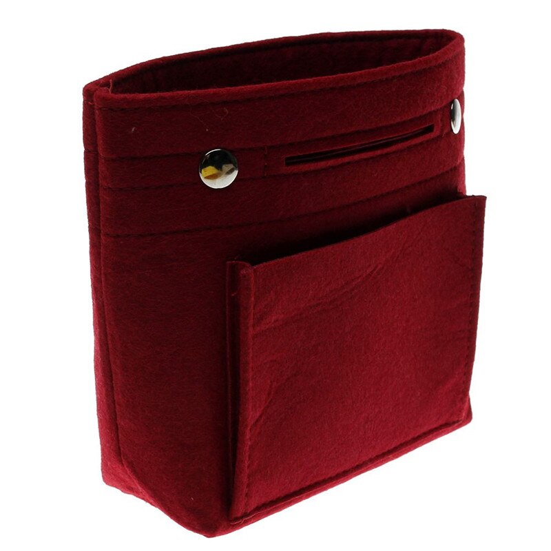 Felt Cosmetic Bag Travel Accessories Makeup Storage Organizer Purse for Women Portable Handbag Wash Toiletry Pouch: Wine
