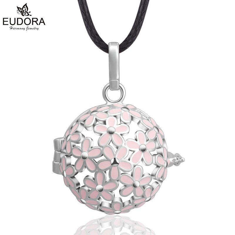 Eudora Cherry Harmony Bola Ball Small Pink Floral Diffuser Lockets Copper Women Angel Caller 18mm Locket Cage Pendants For DIY