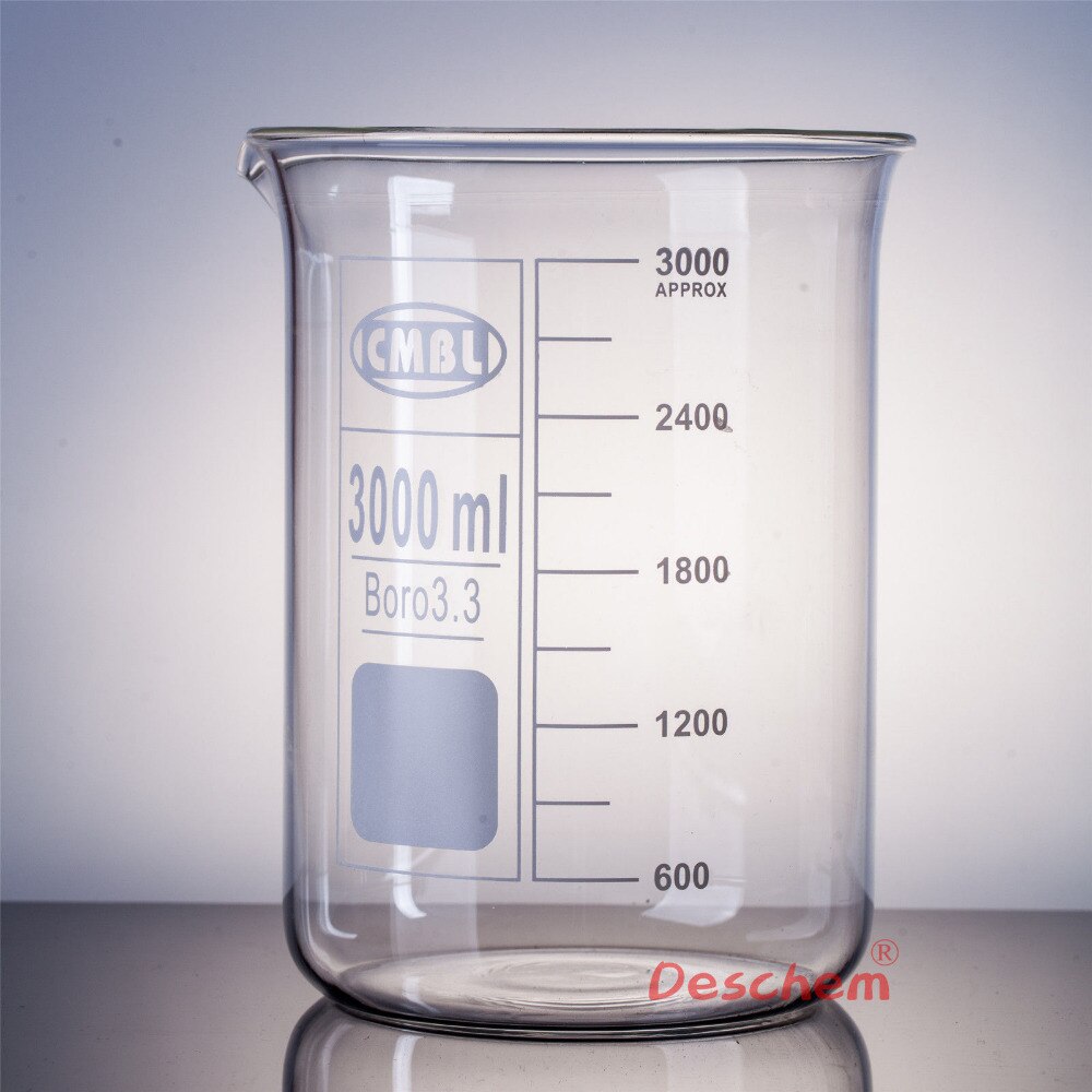 3000ml Glass beaker Low Form,3 Litre,Borosilicate Glass3.3 Beakers,Labware