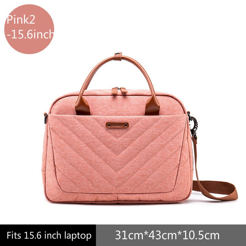 Briefcases Women Handbags Work Office Laptop Bags For Men Business Shoulder Messenger Bag Travel Bags Briefcase: Pink2 15.6inch