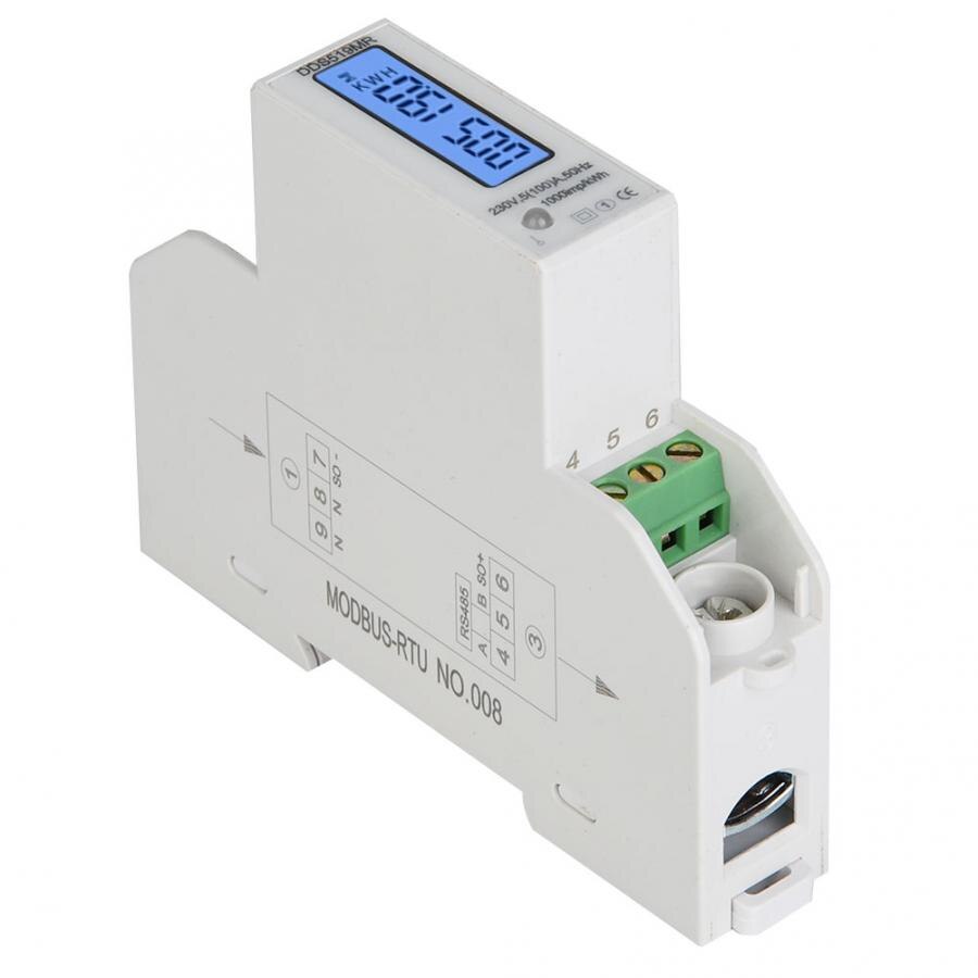 DDS519MR Power Meter Muilt-Functional Single-Phase 230V AC 1P Energy Meter 35mm DIN Rail with RS485 Modbus