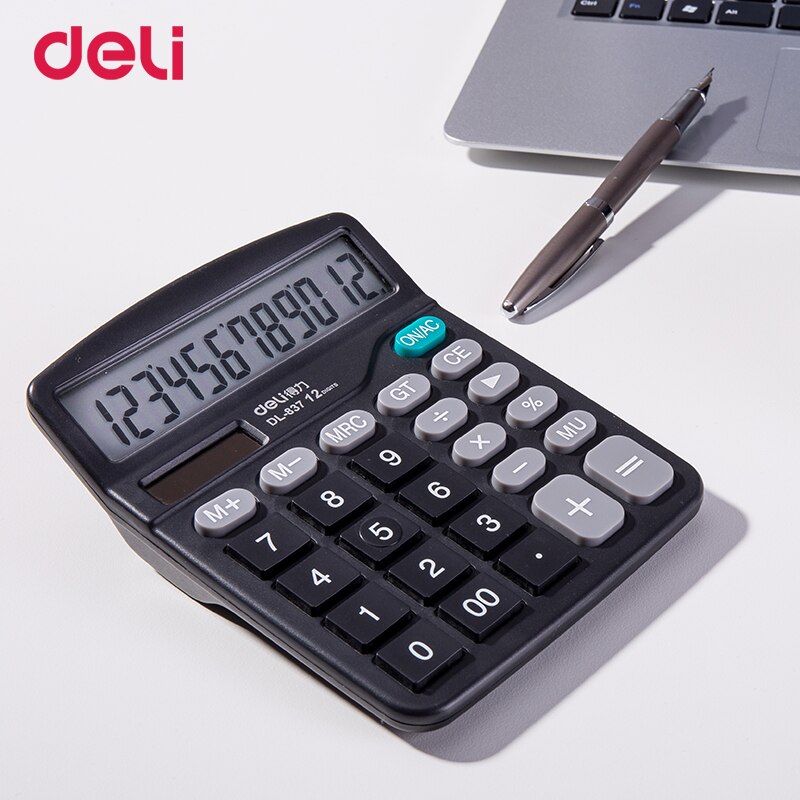 Deli cheap two power supply solar calculator for office table accounting school teach classic durable multifunctional calculator