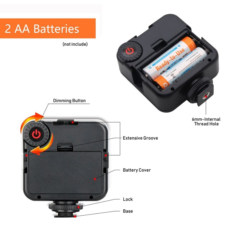 Lumière vidéo LED lumineuse 49 Led caméra éclairage panneau lumineux de caméra Portable à intensité variable pour Canon,Nikon,Sony et autres caméras DLSR
