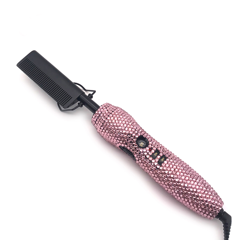 Peigne chauffant électrique pour cheveux, fer à friser, défrisage, biscuits, brosse métropolitaine: Orange / EU