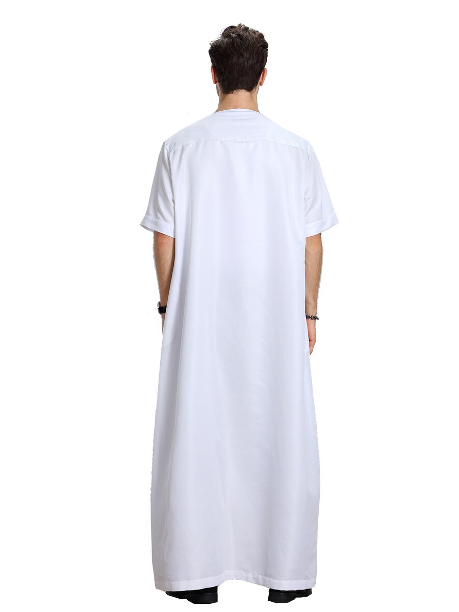 Moslim mannen arabische islamitische man zomer korte mouwen thobe voor mannen kaftan homme islamitische kleding abaya baju moslim pria cn -049