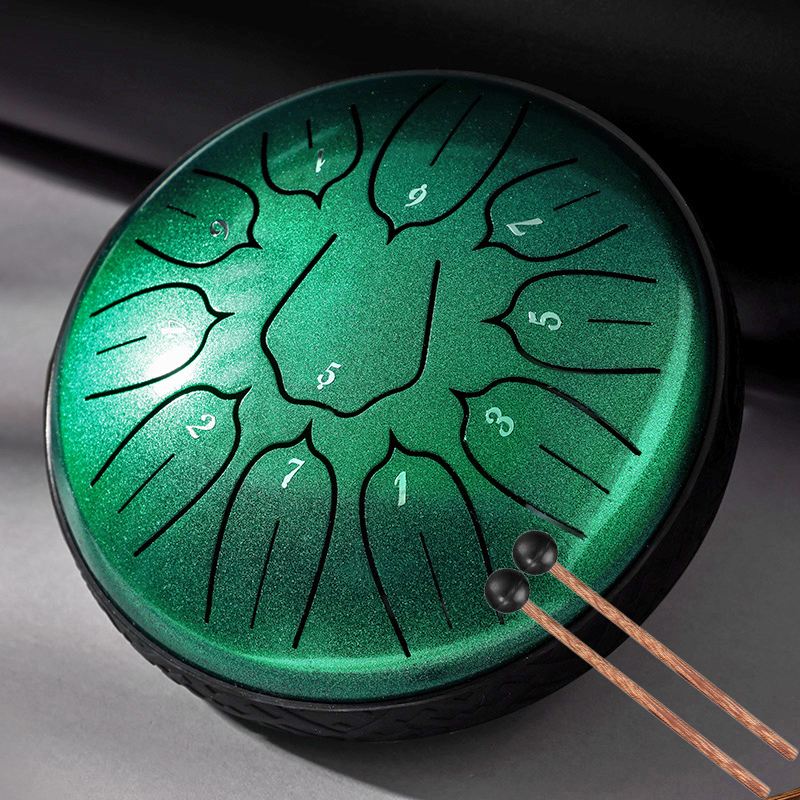Hluru 6 Inch Steel Tongue Drum 11 Notes Tank Drum D5 Glucophone Handpan Meditation Yoga for Kids