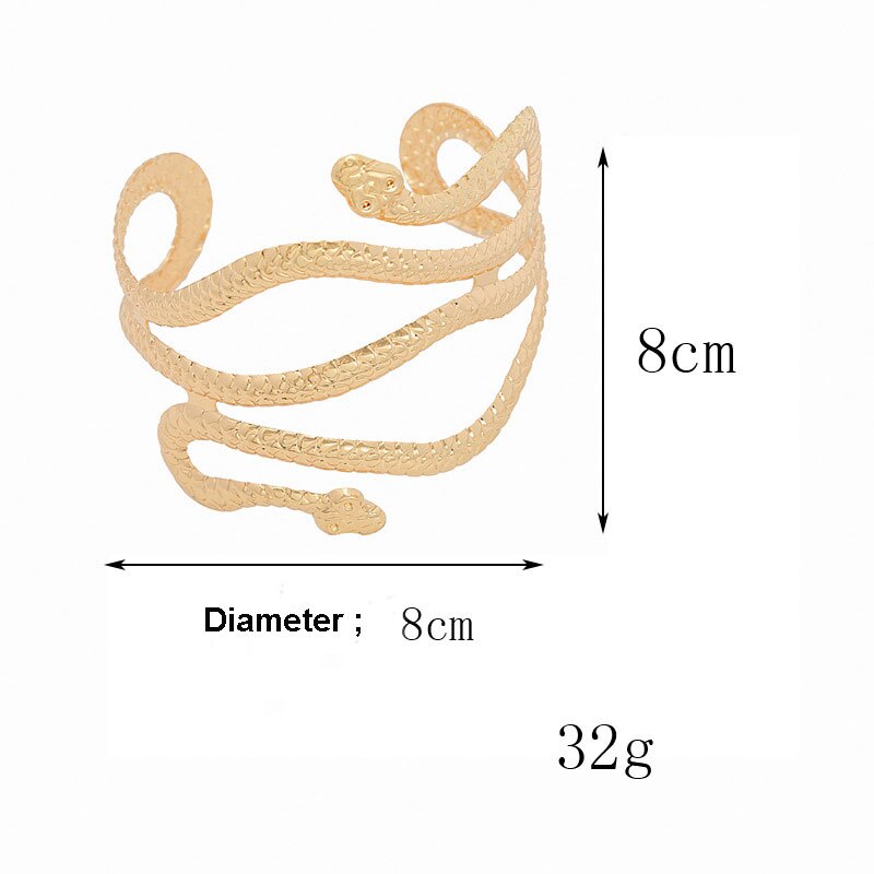 ファッションスチームパンクヘビ開設腕輪ゴールドカラーメタルカフ腕章ブレスレット & バングル女性女の子手首パンクジュエリー