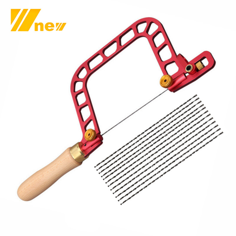 Coping Saw Aluminum Alloy Frame Fret Saw with Diamond Wire Jigsaws for Jade Stone Ceramic Glass Wood Metal Accurate Cutting
