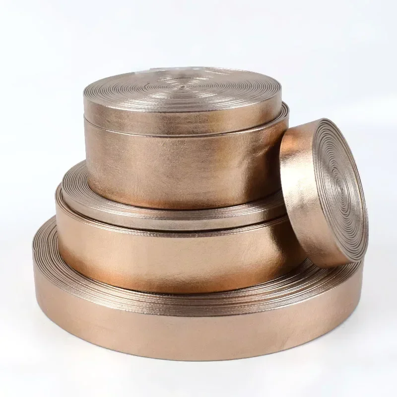 Cinta de cuero sintético PU de 5M y 5-50mm, cordones para bolsas doradas y plateadas, cuerdas para decoración de ropa DIY, lazos, banda para ropa, bolsas, accesorios para bordes: YELLOW / L