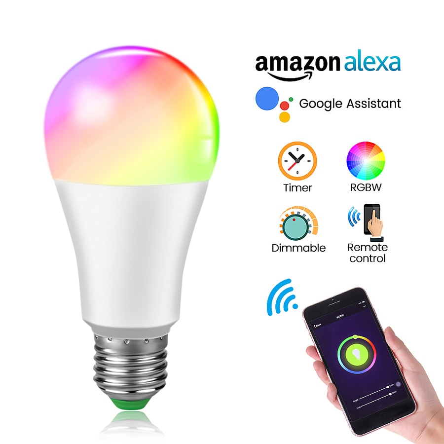 15W LED Wifi Lamp E27 E14 B22 RGB LED Maïs Lamp Dimbare Waarschuwen Verlichting AC 85 V-265 V Lamp App Controle Werk met Alexa Google Assis