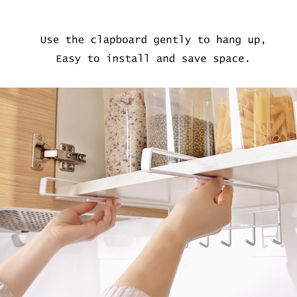 Multifunctional Cabinet Under Hook Kitchen Metal Storage Hanging Holder Shelf Home Storage Rack Nailless Hanging Organizer
