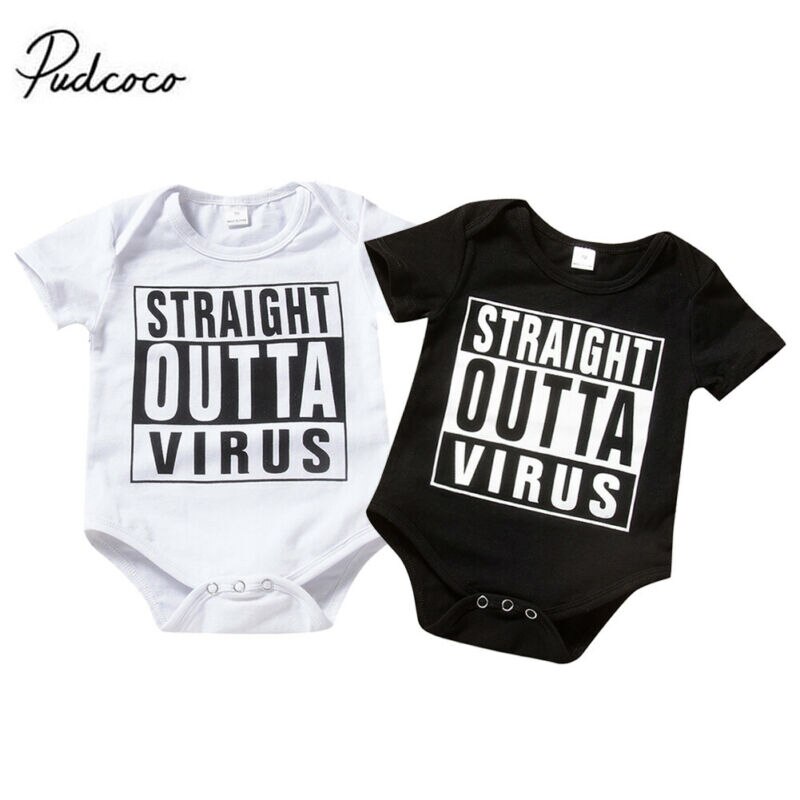 Baby Summer Clothing Newborn Infant Kids Baby Boy Girl Short Sleeve Bodysuit Jumpsuit Letter Clothes Outfit 0-18M