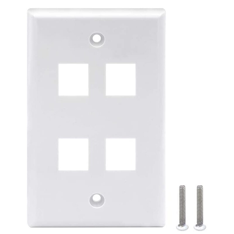 4 Port Keystone Wall Plate (10-Pack), Single Gang Wall Plates For RJ45 Keystone Jack And Modular Inserts,White