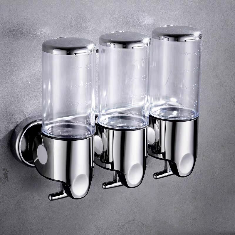 Badkamer Schuim Zeepdispenser Handdesinfecterend Houder Wall Mount Zeep Shampoo Head Vloeibare Douche Dispenser Voor Badkamer Accessoires: 3 Transparent