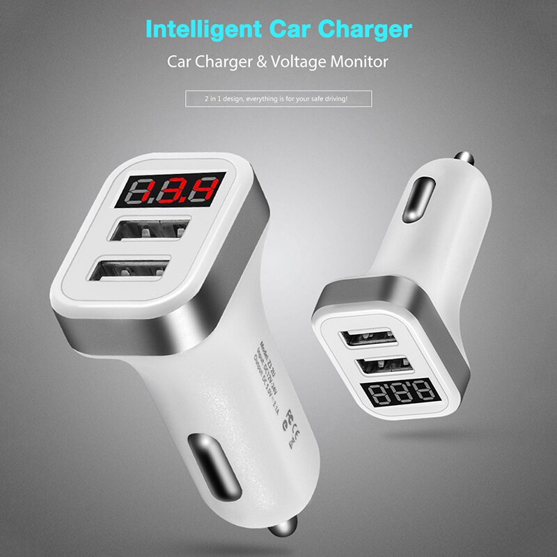 Hstrade Autolader Voor Telefoon Dual Usb Fast Charger Qc 3.0 Digitale Led Voltage Display Usb Charger Voor Iphone 11 7 Huawei Xiaomi
