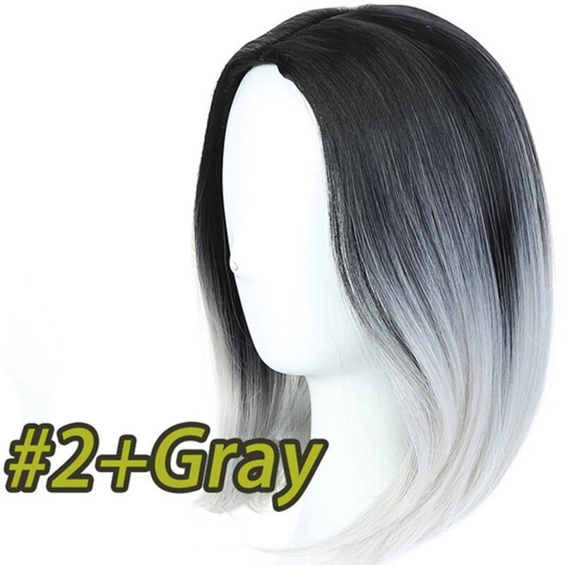 XUANGUANG Medium Bob Lace Front Synthetic Hair Wigs Ombre Green Red Color Yaki Straight Middle Part Blunt Lace Wig For Women