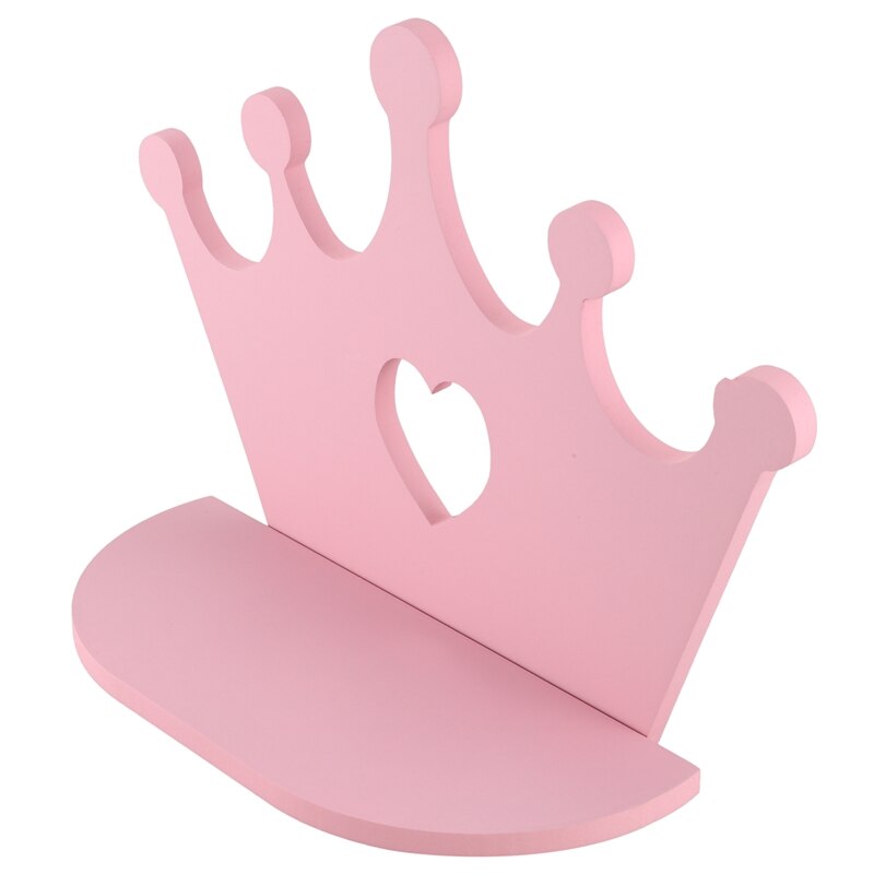 Pink Wooden Crown Wall Shelf for Princess Room Daughter Girls Room Decoration Best Nursery Doll Toys Shelves