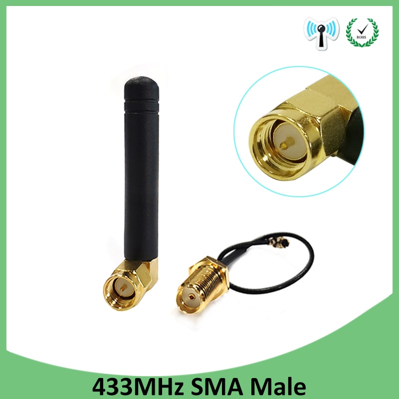 433MHz Antenne 2,5 dbi SMA Stecker Falten 433 mhz antena wasserdichte gerichtet antenne + 21cm RP-SMA/ u. FL Zopf Kabel