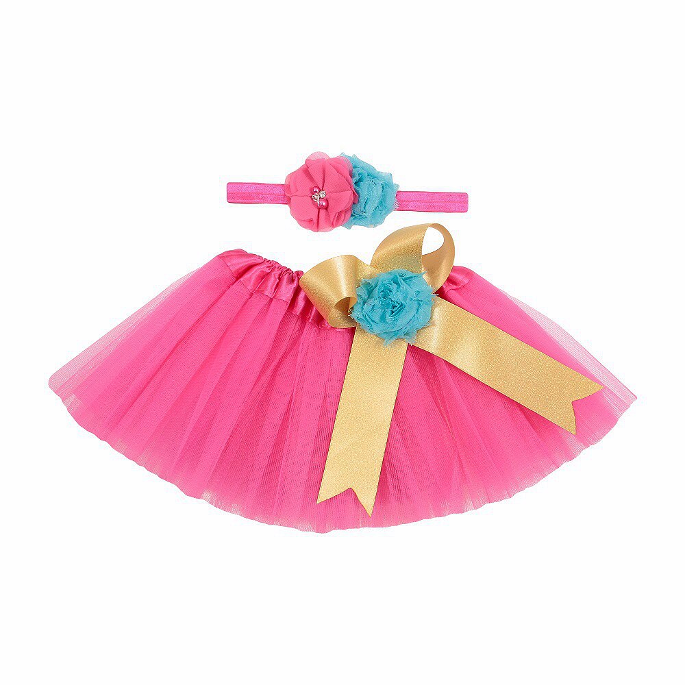 Newborn Toddler Baby Girls Bowknot Tulle Tutu Skirt+Headband Photo Prop Costume Outfits 2Pcs Infant Photography Prop: Rose Red