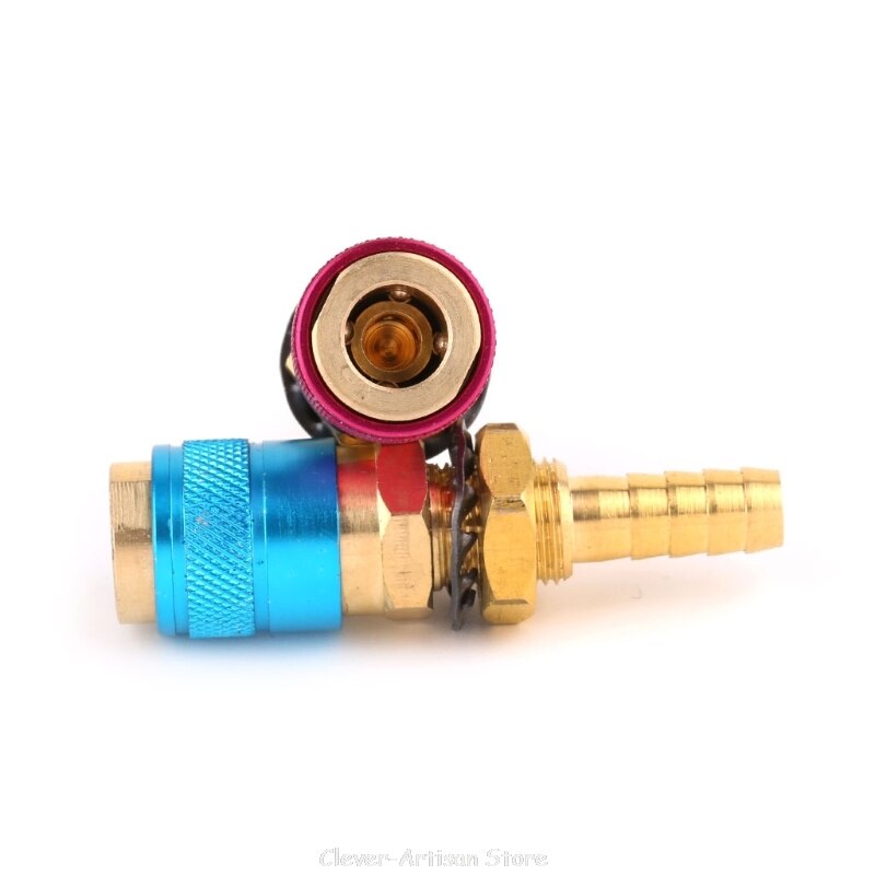 Vandkølet gasadapter hurtigstikmontering til tig svejsebrænder  +8mm stik  au 25 20