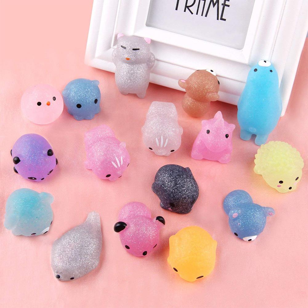 RCtown 30Pcs Mochi Squishy Speelgoed Glitter Mini Dier Vormige Squishies Speelgoed Feestartikelen voor Kinderen Stress Relief Speelgoed Xmas