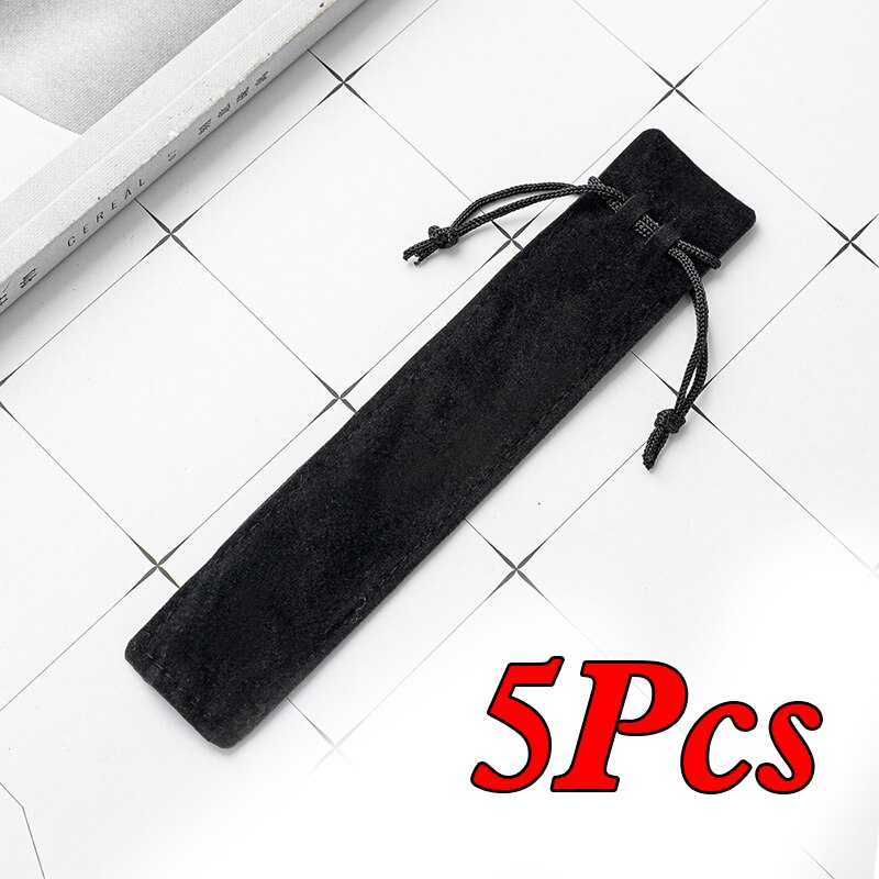 Pencil Case Multicolor Double-sided Thick Flannel Pencil Case Pen Packaging Bag: Black 5pc