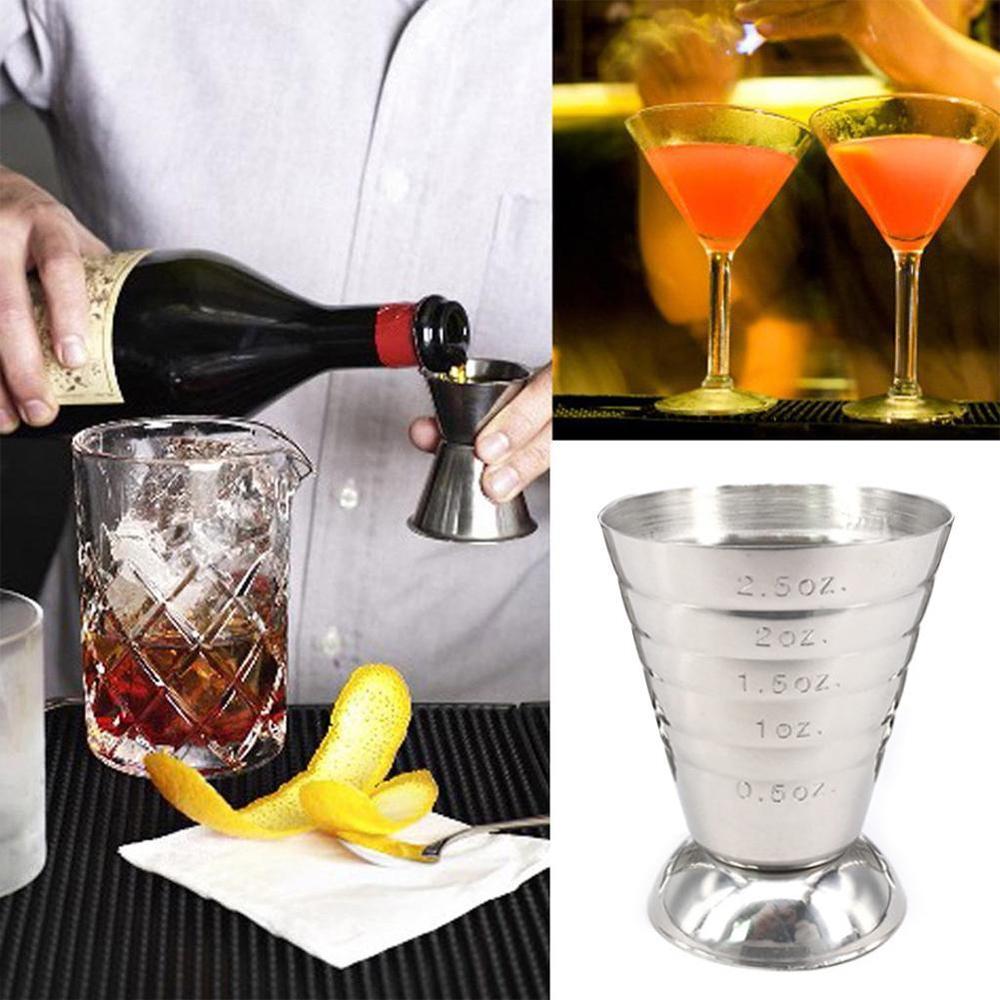 75ml Measuring Shot Cup Ounce Jigger Bar Cocktail Drink Measurer Cup Measuring Mojito Coffee Liquor Mug Stainless Mixer Ste M8G2