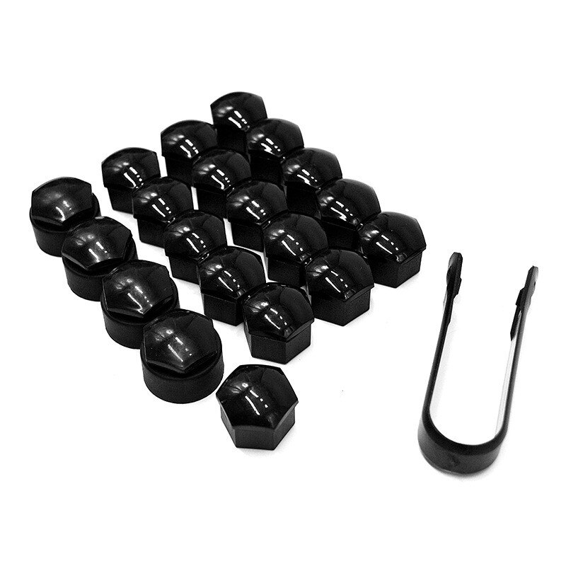 20Pcs 17mm/19mm Car Wheel Nut Caps Auto Hub Screw Cover Bolt Rims Exterior Decoration Special Socket Protection Dust Proof: 19mm  bllack