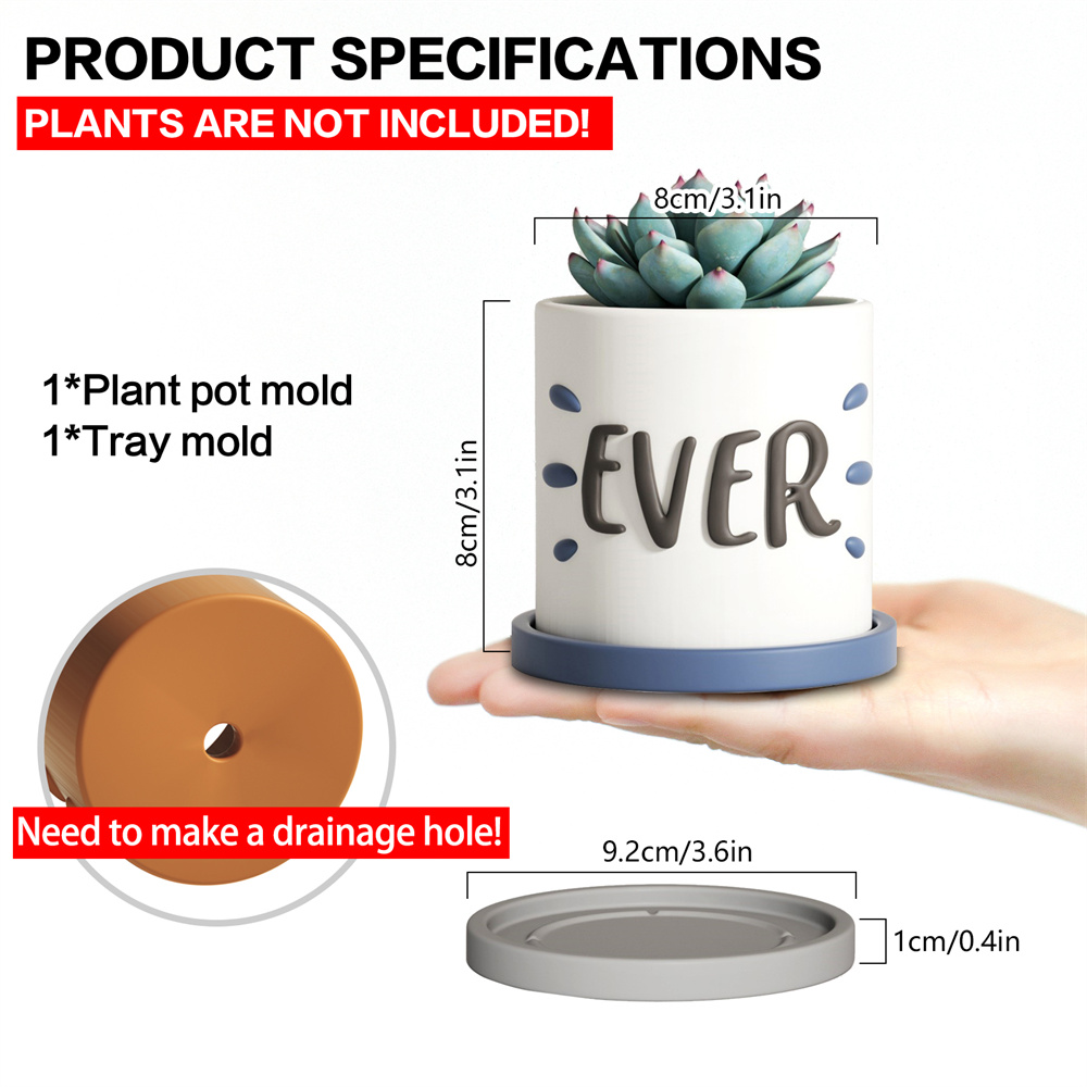 Nicole – Pot de jardinière avec plateau, moule en béton et Silicone, Pot Succulent, moule Jesmonite, meilleur pour maman de tous les temps, décoration de maison: kaki foncé