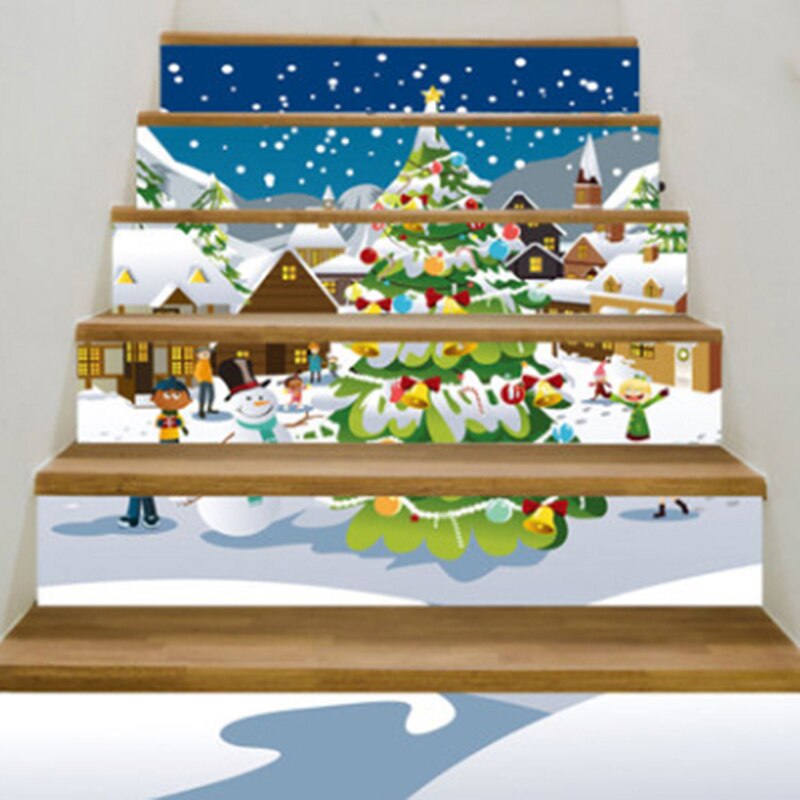 Kreative 3D Weihnachten Baum Rentier Treppen Aufkleber Wohnzimmer Treppen Boden Aufkleber Treppe Heimat & Wohnzimmer Treppen Aufkleber