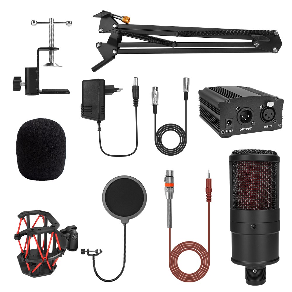 V500 Condenser Microphone For Smart Phone&amp;Laptop 3.5MM Directly Used With Strong Holder Recording Device Phone Microphone