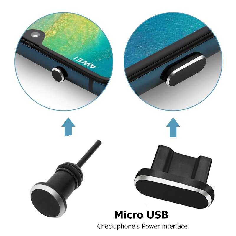 2 uds. Puerto de carga para teléfono Micro Usb + conector para auriculares de 3,5mm Micro Usb Anti polvo enchufe para Xiaomi para Huawei