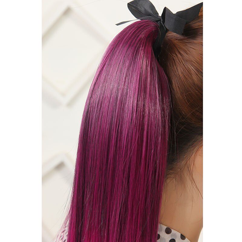 Jeedou-coleta sintética recta para Cosplay, cinta de Color azul, rosa, rojo, arcoíris, cordón, Vitality