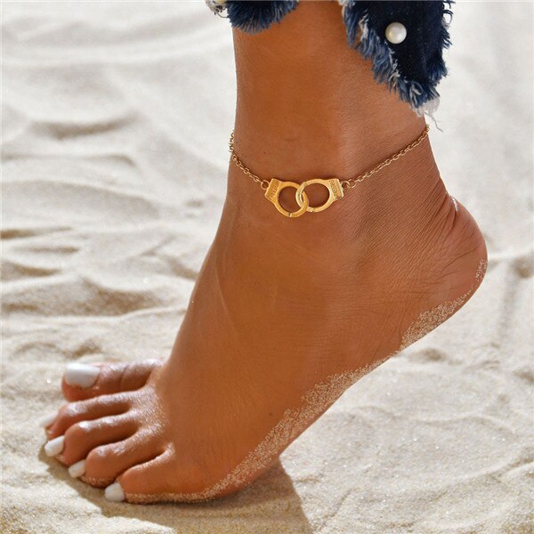 Bracelet de cheville de couleur argent pour femmes, style bohémien, accessoire de cheville sur la jambe, avec cœur, pour pieds nus, chaîne, bijoux de plage: 50201