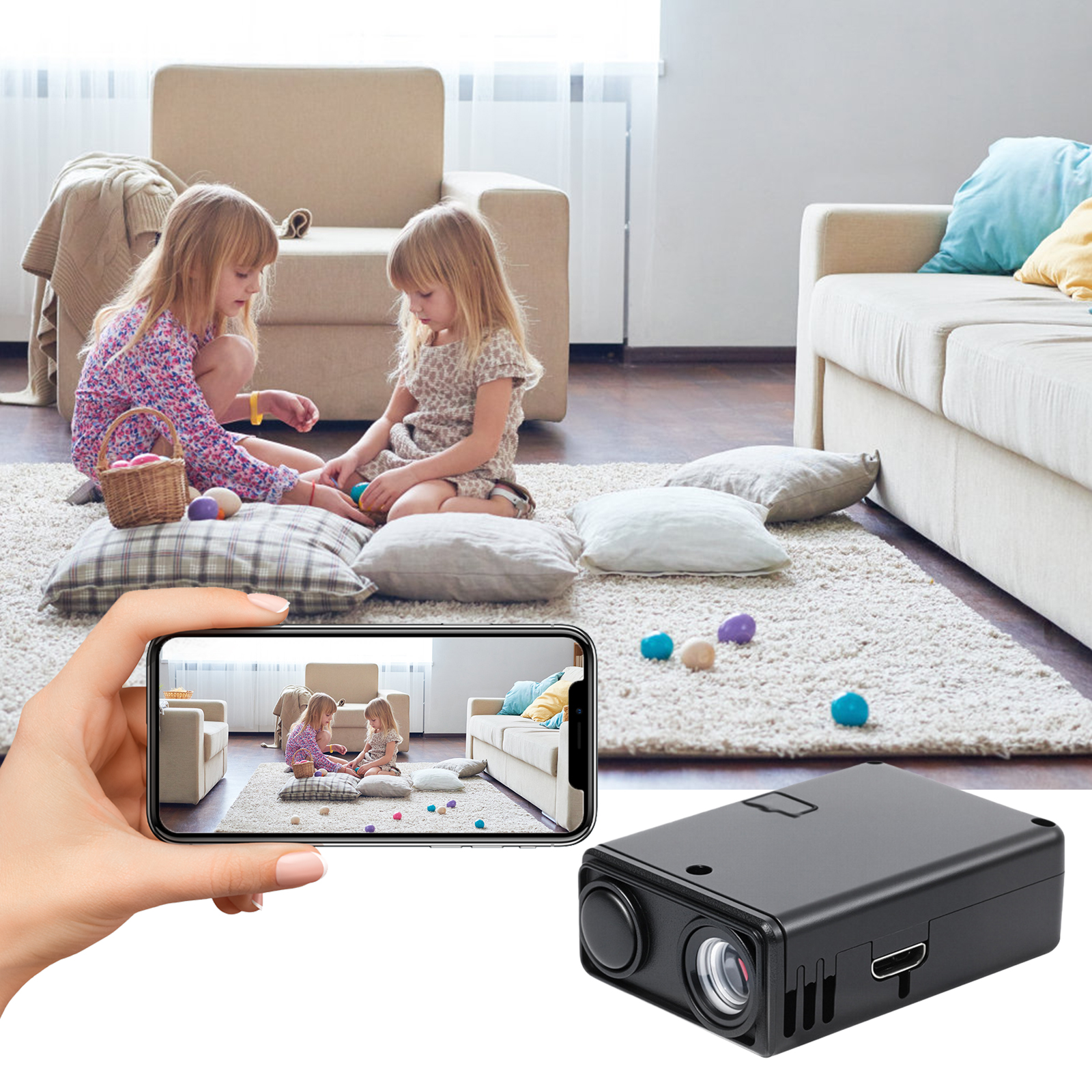Miniaturowa kamera monitoringu 4K WiFi z detekcją ruchu, mała kamera robić monitoringu z zdalnym sterowaniem przez aplikację robić monitoringu domu.