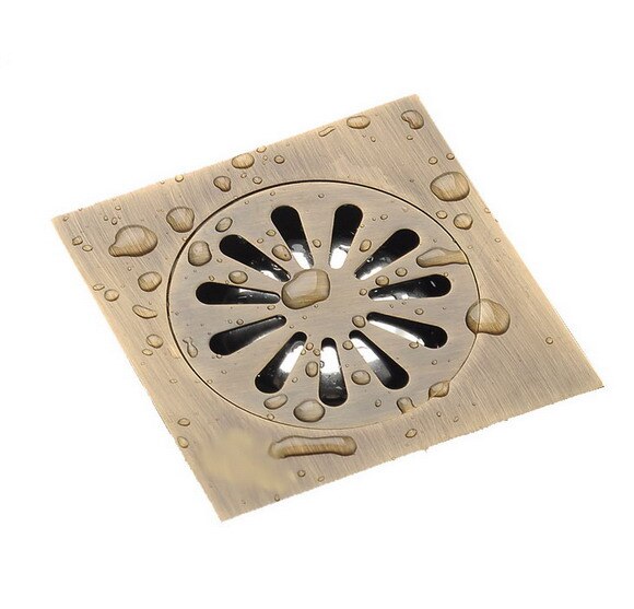 Grille de vidange en laiton Antique de 3.9 "| Drain carré de sol, douche de salle de bains, déchets de lavage, grille de vidange, ahr002