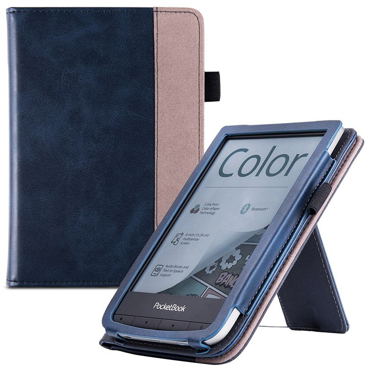 PocketBook – livre de poche tactile HD 3/5/Basic Lux 2/PocketBook Basic 4/Pocketbook, étui de 633 couleurs avec support/repose-main: Navy blue