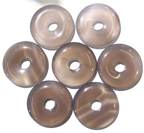 35mm natural stone Turquoises Quartz crystal tiger eye donut charm pendant for diy jewelry making Necklace Accessories12pcs: NO.14