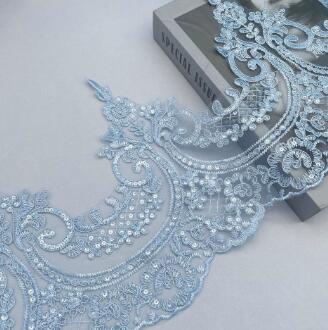 Delicate 9 yards 22 cm pailletten ivoor/witte stof bloem Venise Venetië kant trim applique naaien ambacht voor bruiloft december LW0333: Messing