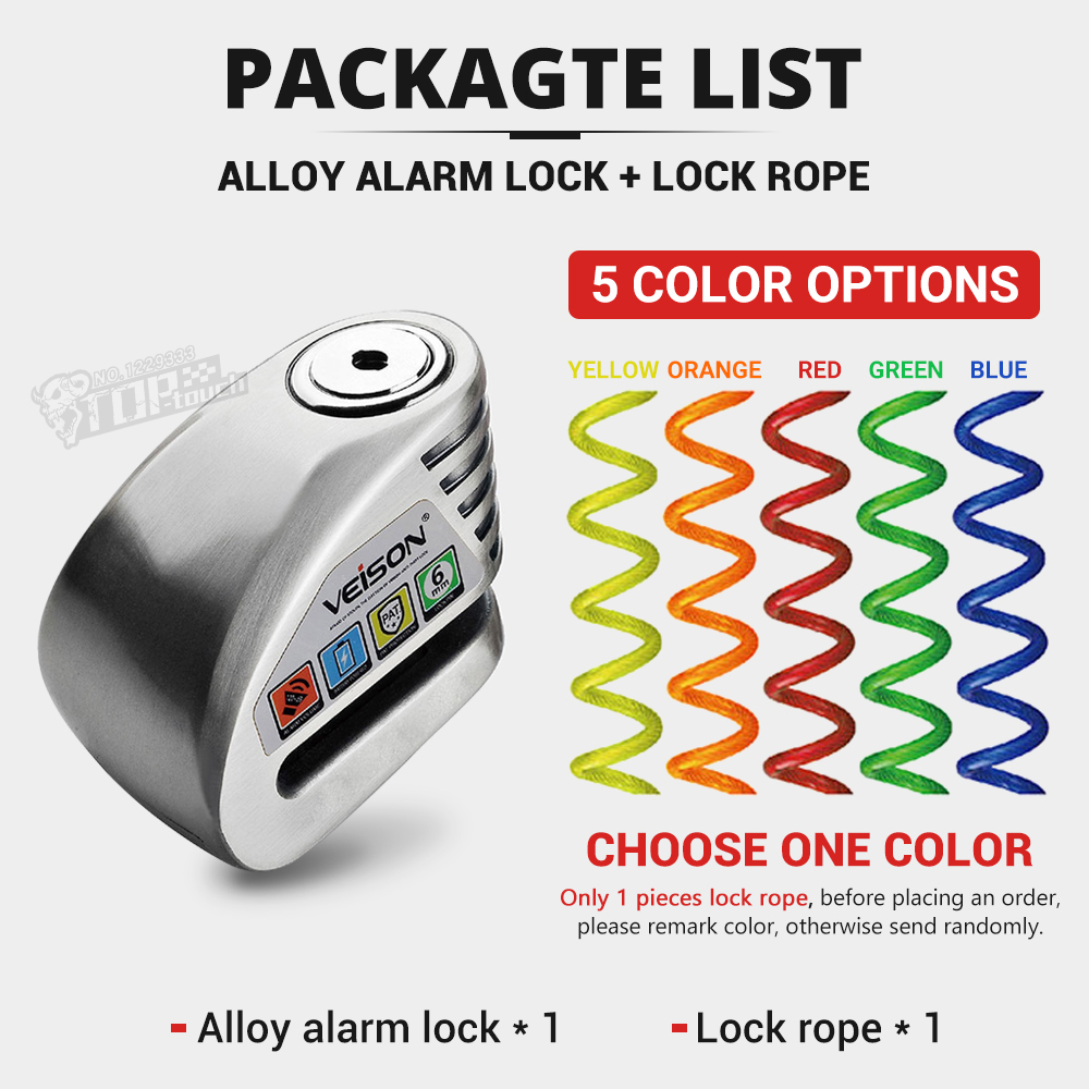 VEISON Moto Lock Bike Alarm Lock impermeabile Scooter Disc Locks avvertimento sicurezza antifurto bicicletta Para Moto Alarma Moto: Avorio