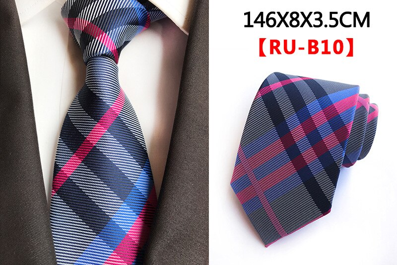 Ricnais 8cm Formal Tie Brown Yellow Plaid Striped Silk Necktie Suit Mens Silk Neck Tie For Man Business Wedding Party Gravata: 10