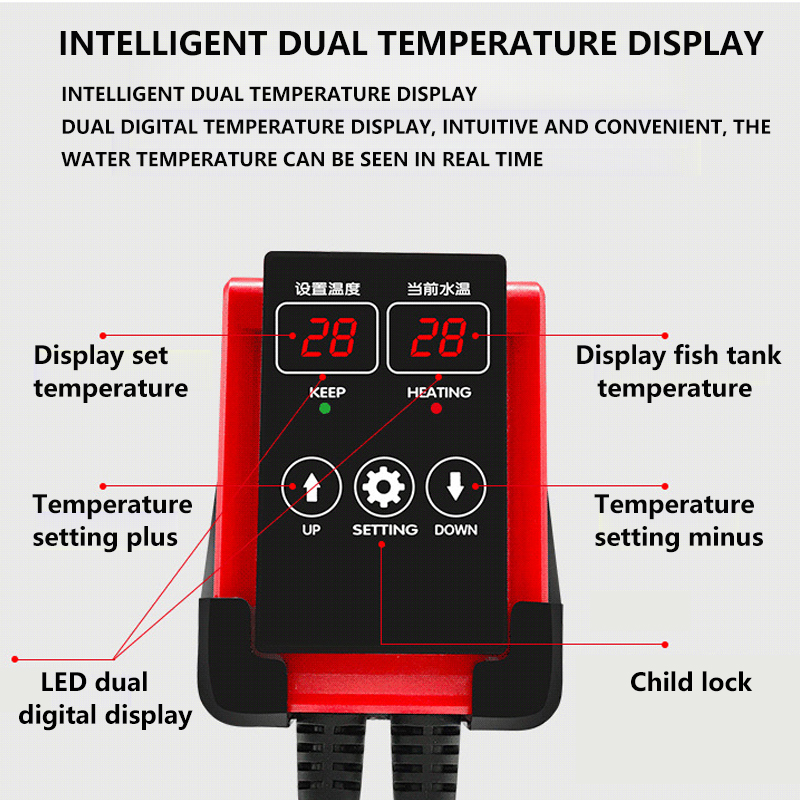 1200W Aquarium Heater Temperatuur Controller Aquarium Led Digitale Display Verstelbare Water Verwarmingselement Temperatuurregeling